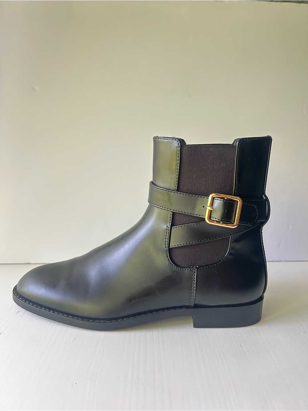 Mango MGO Piero Black Women's Chelsea Boots with Elastic and Gold Side Buckle - Picture 3 of 10